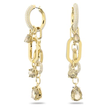 Imber drop earrings, Brown, Gold-tone plated - Swarovski, 5627059