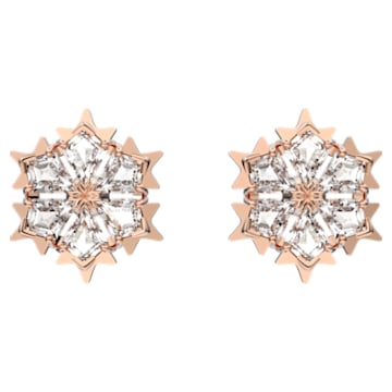 Σκουλαρίκια με καραφάκι Magic, Λευκά, Επιμετάλλωση σε ροζ χρυσαφί τόνο - Swarovski, 5627348