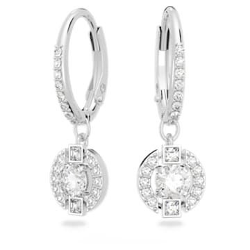 Swarovski Sparkling Dance drop earrings, Round cut, White, Rhodium plated - Swarovski, 5627349
