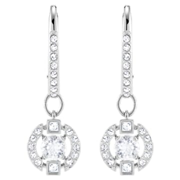 Swarovski Sparkling Dance Round stud earrings, White, Rhodium plated - Swarovski, 5627349