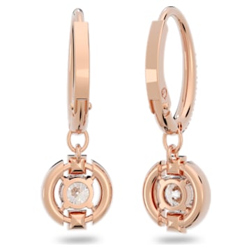 Swarovski Sparkling Dance drop earrings, Round cut, White, Rose gold-tone plated - Swarovski, 5627350