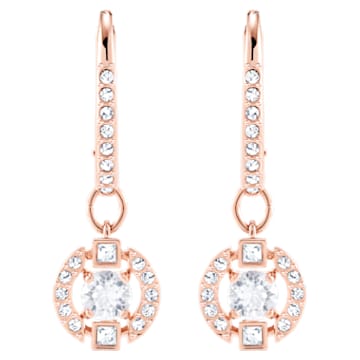 Swarovski Sparkling Dance drop earrings, Round cut, White, Rose gold-tone plated - Swarovski, 5627350