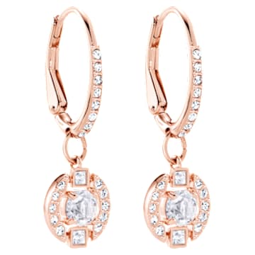 Swarovski Sparkling Dance drop earrings, Round cut, White, Rose gold-tone plated - Swarovski, 5627350