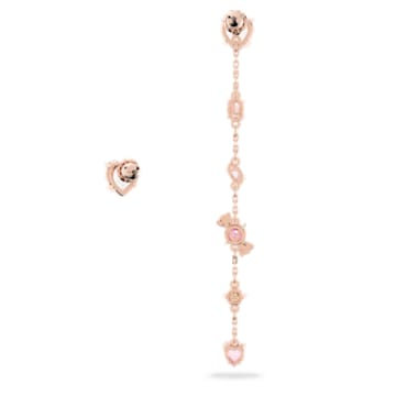 Gema 520 水滴形耳环, 不对称, 糖果和爱心, 粉红色, 镀玫瑰金色调 - Swarovski, 5627408