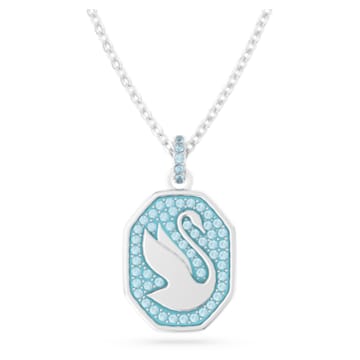 Signum pendant, Swan, Blue, Rhodium plated - Swarovski, 5628546