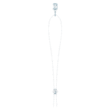 Signum pendant, Swan, Long, Blue, Rhodium plated - Swarovski, 5628546
