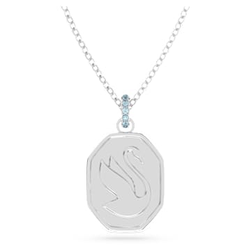 Pendentif Signum, Cygne, Long, Bleu, Métal rhodié - Swarovski, 5628546