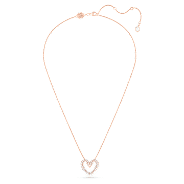 Pendentif Una, Cœur, Medium, Blanc, Placage de ton or rosé - Swarovski, 5628657