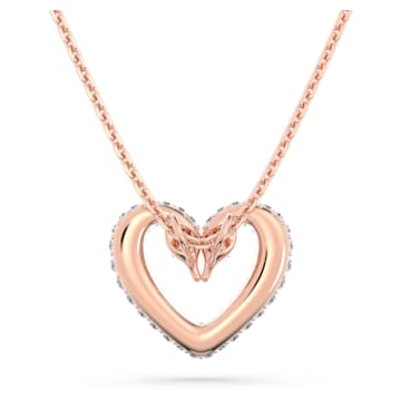 Una pendant, Pavé, Heart, Medium, White, Rose gold-tone plated - Swarovski, 5628657