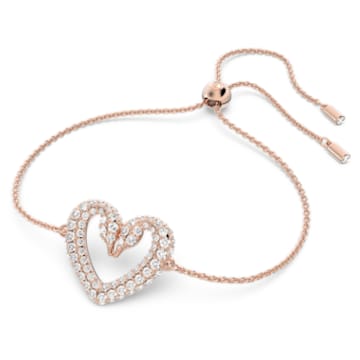 Una bracelet, Heart, Medium, White, Rose gold-tone plated - Swarovski, 5628658