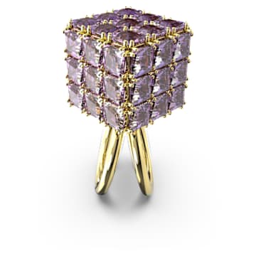 Bague cocktail Curiosa, Taille Carré, Violette, Placage de ton or - Swarovski, 5629238