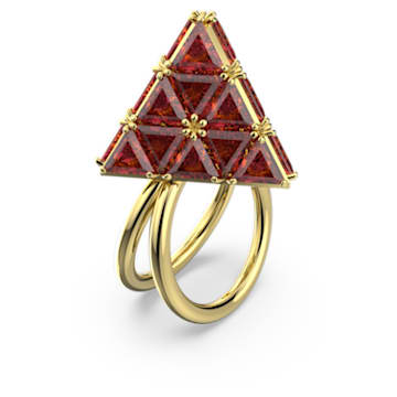 Curiosa cocktail ring, Triangle cut, Red, Gold-tone plated - Swarovski, 5630292