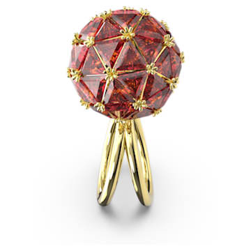 Curiosa cocktail ring, Triangle cut, Round shape, Red, Gold-tone plated - Swarovski, 5630293