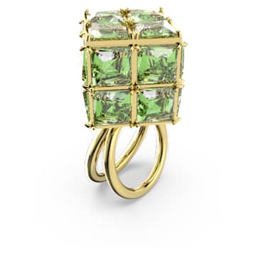 Koktajl prstan Curiosa, Kvadratni rez, Zelen, PVD zlatega odtenka - Swarovski, 5630297