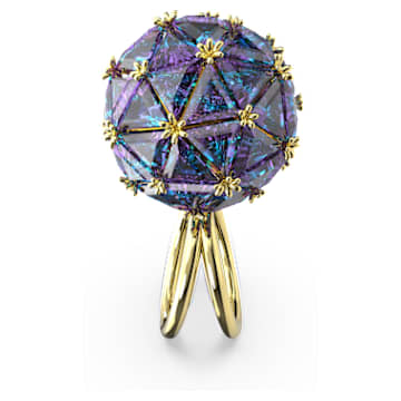 Curiosa cocktail ring, Triangle cut, Blue, Gold-tone plated - Swarovski, 5630308