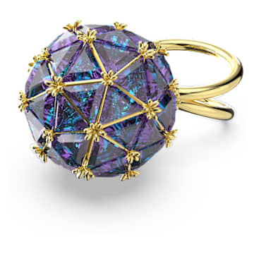 Curiosa cocktail ring, Triangle cut, Blue, Gold-tone plated - Swarovski, 5630309