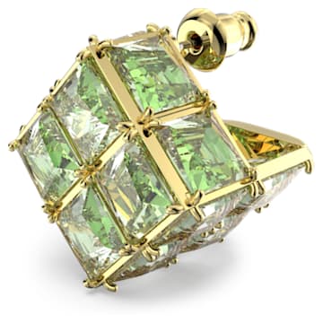 Kolczyk zapinany na sztyft Curiosa, Pojedynczy, kryształ w szlifie kwadratowym, Zielony, Powłoka w odcieniu złota - Swarovski, 5630311