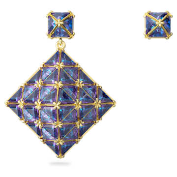 Pendientes Curiosa, Diseño asimétrico, Azules, Baño tono oro - Swarovski, 5630314