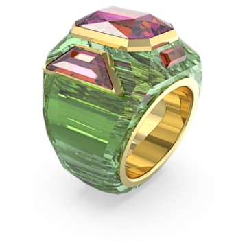 Chroma cocktail ring, Green, Gold-tone plated - Swarovski, 5630315