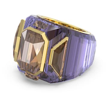 Chroma cocktail ring, Purple, Gold-tone plated - Swarovski, 5630320