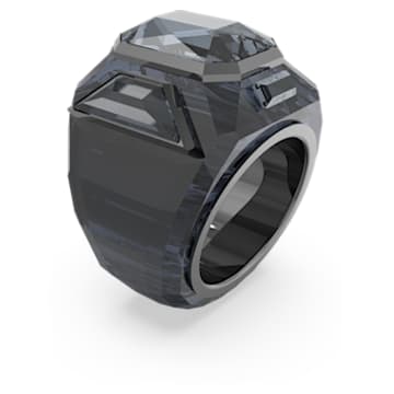 Δαχτυλίδι κοκτέιλ Chroma, Μαύρο, Επιμετάλλωση ρουθηνίου - Swarovski, 5630323