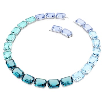 Millenia 项链, 八角形切割, 蓝色, 镀铑 - Swarovski, 5630369