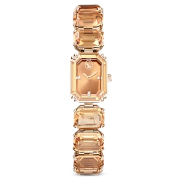 Uhr, Armband im Oktagon-Schliff, Braun, Champagne-vergoldetes Finish - Swarovski, 5630831