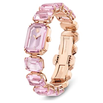 Zegarek, Bransoletka z kryształami w szlifie ośmiokątnym, Różowy, Powłoka w odcieniu różowego złota - Swarovski, 5630837