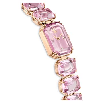 腕表, 八角形切割手链, 粉红色, 玫瑰金色调润饰 - Swarovski, 5630837
