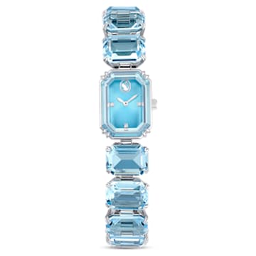 Watch, Octagon cut bracelet, Blue, Stainless Steel
