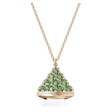 Pendant watch, Triangle cut, Green, Champagne gold-tone finish - Swarovski, 5631146