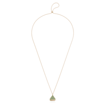 Wisiorek z zegarkiem, Szlif trójkątny, Zielony, Powłoka w odcieniu szampańskiego złota - Swarovski, 5631146