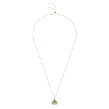 Wisiorek z zegarkiem, Szlif trójkątny, Zielony, Powłoka w odcieniu szampańskiego złota - Swarovski, 5631146
