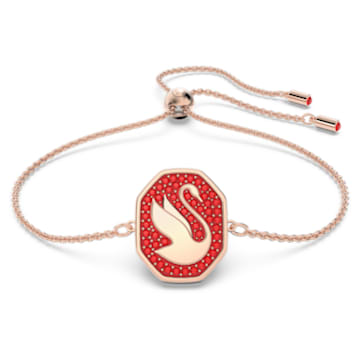 Signum 手链, 天鹅, 红色, 镀玫瑰金色调 - Swarovski, 5631674
