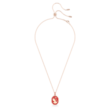 Signum 链坠, 天鹅, 红色, 镀玫瑰金色调 - Swarovski, 5631675