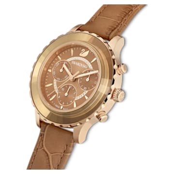 Octea Lux Chrono 腕表, 真皮表带, 咖啡色, 金色调润饰 - Swarovski, 5632260
