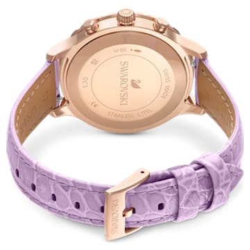Reloj Octea Lux Chrono, Fabricado en Suiza, Correa de piel, Morado, Acabado tono oro rosa - Swarovski, 5632263