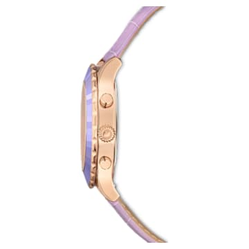 Montre Octea Lux Chrono, Bracelet en cuir, Violette, Finition or rose - Swarovski, 5632263