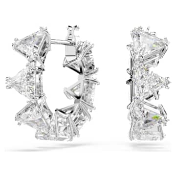 【SWAROVSKI】☆双曲線 フープ ピアス☆ Hyperbola フープピアス, ミックスカット, ミニ, ホワイト