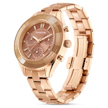 Octea Lux Sport horloge, Swiss Made, Metalen armband, Bruin, Goudkleurige afwerking - Swarovski, 5632472