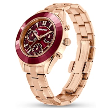 Octea Lux Sport Uhr, Schweizer Produktion, Metallarmband, Rot, Roségoldfarbenes Finish - Swarovski, 5632475