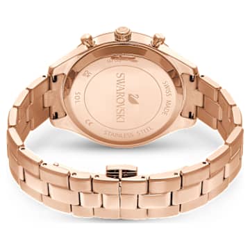 Octea Lux Sport óra, Svájci gyártmány, Fémszíj, Piros, Rózsaarany árnyalatú felület - Swarovski, 5632475