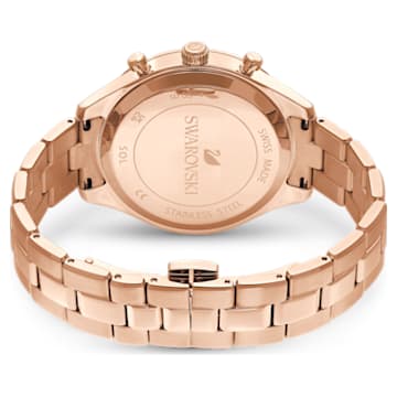 Zegarek Octea Lux Sport, Swiss Made, Metalowa bransoleta, Czerwony, Powłoka w odcieniu różowego złota - Swarovski, 5632475