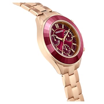 Ρολόι Octea Lux Sport, Eλβετικής κατασκευής, Μεταλλικό μπρασελέ, Κόκκινο, Φινίρισμα σε χρυσό σαμπανί τόνο - Swarovski, 5632475
