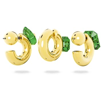 Orecchini a cerchio Numina, Set (3), Taglio misto, Verdi, Placcato color oro - Swarovski, 5633781
