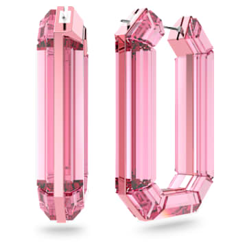 Lucent hoop earrings, Statement, Octagon shape, Pink - Swarovski, 5633955