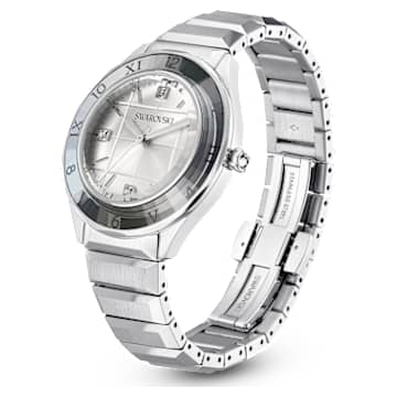 37mm Uhr, Schweizer Produktion, Metallarmband, Silberfarben, Edelstahl - Swarovski, 5634648