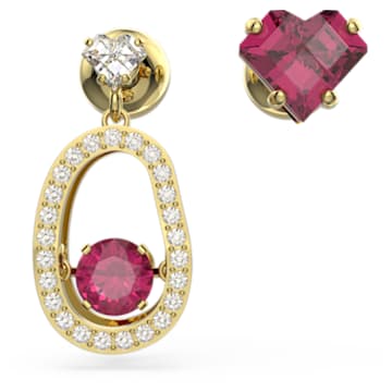 Cariti drop earrings, Asymmetric design, Red, Gold-tone plated - Swarovski, 5634705