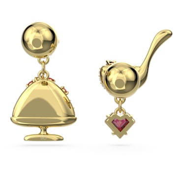 Cariti drop earrings, Asymmetric design, Red bean ice, Red, Gold-tone plated - Swarovski, 5634707