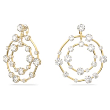 Constella clip earrings, Round cut, White, Gold-tone plated - Swarovski, 5635362